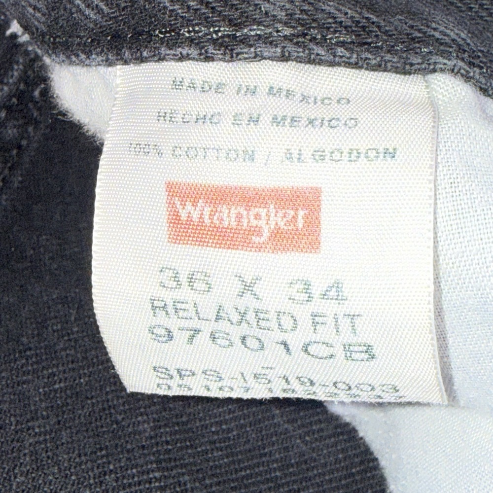 Wrangler Jeans Five Star Mens 35x33 Relaxed Fit Straight Black Denim 100%Cotton - Picture 6 of 8